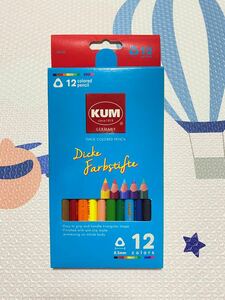 【新品】KUM ドイツブランド太軸色鉛筆 12色
