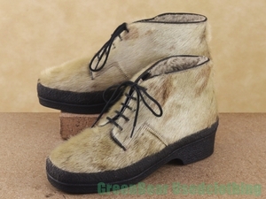 M135* Vintage [OLYMPIA]eskimo- boots beige lady's Kids 5 23cm