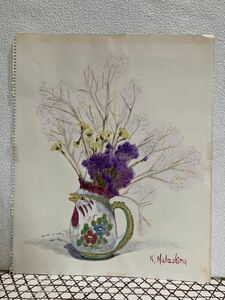 Art hand Auction ◆Акварель из сухоцветов◆A-858, Рисование, акварель, Натюрморт