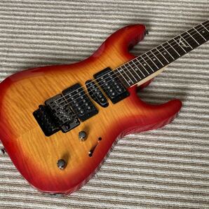 新品 DEAN ディーン Custom C380F Floyd Rose Grover Tuners Trans Amber Burst メイプルトップ レアカラーの画像6