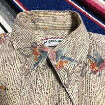 70s McGREGOR ボタンダウンシャツ USA製 M 長袖シャツ 総柄　カモ　鳥　ビンテージ　長袖 マクレガー　マックレガー_画像1