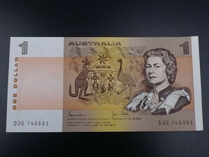未使用 旧紙幣 オセアニア オーストラリア 1ドル 1983年 女王 エリザベス2世