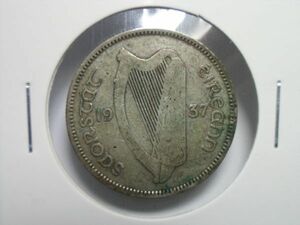 アイルランド　最希少年号　１９３７年　シリング銀貨　