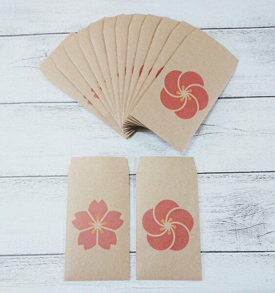 **梅と桜 ハンドメイド ポチ袋 14枚セット**
