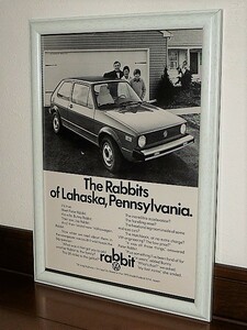 1975年 USA 70s 洋書雑誌広告 額装品 VW Volkswagen Rabbit ワーゲン ラビット / 検索用 Golf ゴルフ フォルクスワーゲン ( A4サイズ ）