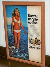 1974年 USA '70s 洋書雑誌広告 額装品 Coppertone コパトーン ( A4サイズ )_画像1