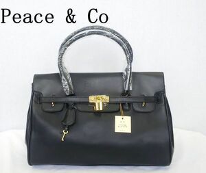 ★未使用・タグ付き*Peace & Co*ハンドバッグ*定価42,800円*本革*ビジネス*普段使い*レディース*ブラック　＃3426