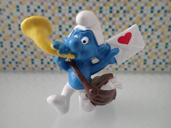 【Schleich SMURFS】 シュライヒ スマーフ メールスマーフ 郵便配達員 手紙 ホーン