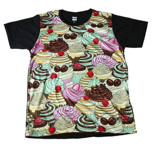 カップケーキ イラスト パティシエ アメリカ スイーツ オンライン ジョーク デザインTシャツ おもしろTシャツ メンズTシャツ 半袖 ★E99S