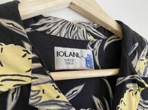 IOLANI アロハシャツ ハワイアンシャツ HAWAII RAYON 黒 黄 パイナップル柄_画像3