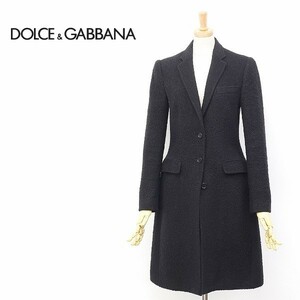 Domestique véritable ◆ DOLCE & GABBANA / Dolce & Gabbana laine mélangée mohair bouclé manteau Chester noir 38, Dolce & Gabbana, pour femme, manteau