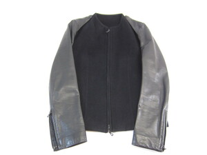 kiryuyrik LEATHER SLEEVE SHORT BLOUSON ノーカラー アンゴラウール×ホースレザー メンズ 衣類 #UF2921