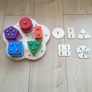 新品 知育玩具 木製ブロック ジオメトリーブロック 幼児教育 モンテッソーリ つみき 木のおもちゃ 英語 分数 パズル 幾何学ブロック