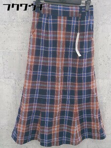 ◇ ●新品● ◎ Heather ヘザー チェック柄 タグ付き ロング スカート サイズS ネイビー系 ブラウン レディース