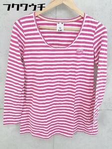 ◇ X-girl エックスガール ボーダー 長袖 Tシャツ カットソー サイズ1 ホワイト ピンク レディース