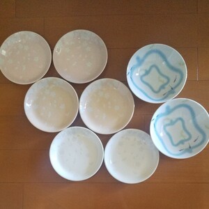 桜柄のお皿 取り皿 16cm 白 オレンジ ピンク6枚と涼しげなお皿2枚 計8枚セット
