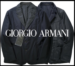 新品45万【ジョルジオアルマーニ GIORGIO ARMANI】伊製/余裕と貫禄を醸し出す佇まい/撥水光沢カシミアテーラードジャケット54/XXL-XXXL/E