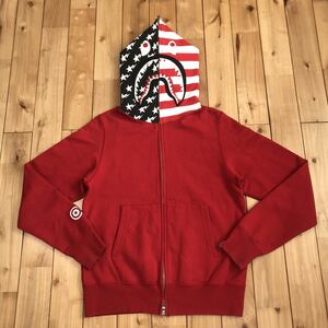 星条旗 シャーク パーカー Sサイズ American shark full zip hoodie a bathing ape bape sta USA エイプ ベイプ アベイシングエイプ 9932