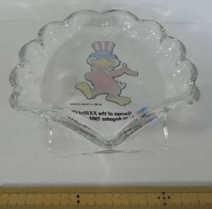 ☆02D■1984年　ロサンゼルスオリンピック　ガラス製　シェル型　トレイ■イーグルサム　未使用