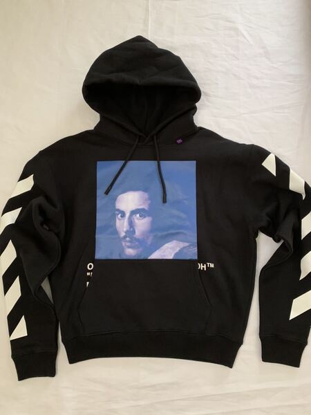 【送料無料】半額以下!! 100%本物 OFF-WHITE DIAG BERNINI OVER HOODIE 定価75900円 ブラック 着丈約58cm 脇下身幅約57cm