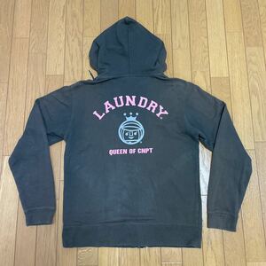 【古着】Laundry ランドリー ジップアップパーカー グレー QUEEN OF CNPT Mサイズ パーカー