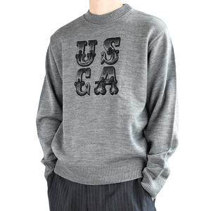  new goods America made BEAMS PLUS special order THE DAY Logo knitted sweater M control number N229Q5672