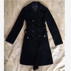  lovely black biju- pearl pretty te-to black dot polka dot race trench coat long coat Pinky Girls PinkyGirls