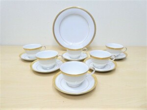 B00870★noritake ノリタケ GOLDRIDGE ゴールドリッジ セット / プレート 大皿 カップ＆ソーサー 6客 金彩 ヴィンテージ 洋食器