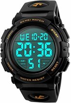 01-ゴールド 腕時計 メンズ デジタル スポーツ 50メートル防水 おしゃれ 多機能 LED表示 アウトドア 腕時計(ゴールド_画像1