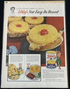 Z◆Libby's Pineapple／パイナップル缶◆古いアメリカ雑誌 広告 切り抜き アンティーク LIFE ポスター 
