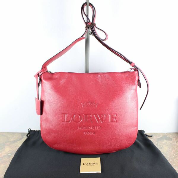 LOEWE LOGO EMBOSSED LEATHER SHOULDER BAG MADE IN SPEIN/ロエベヘリテージラインロゴ型押しレザーショルダーバッグ