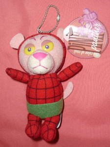  ultra rare! retro 2000 year Spider-Man. cartoon-character costume put on . Pink Panther soft toy key chain holder *