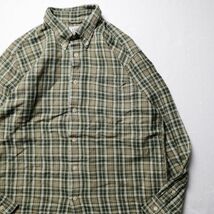 90's 00's ギャップ GAP チェック ラミー レーヨンシャツ (L) 茶×緑系 オールド 旧タグ 90年代 00年代 白タグ_画像1