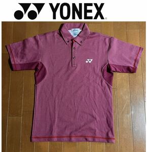 ★YONEX GOLF ヨネックスゴルフ★ドット柄ワインカラーのレディースストレッチ半袖ボタンダウンシャツ/S-M