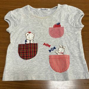  Familia short sleeves T-shirt 80 centimeter tops Kids baby clothes short sleeves cut and sewn familiar girl standard check 