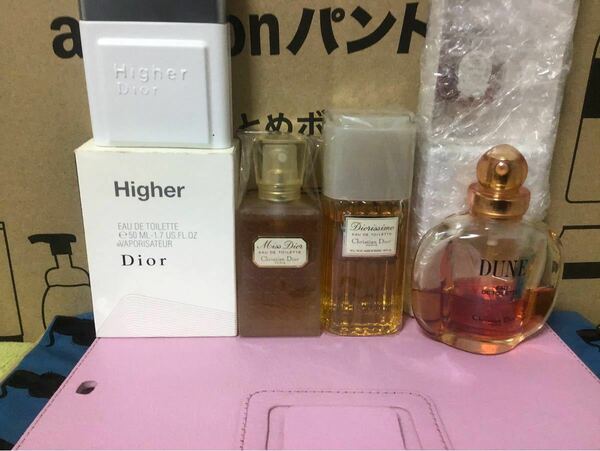 Dior尽くし。ハイアーEDT50残7割超。ミスDior7.5残7割とEDT50。ディオリシモEDT60残9割超。DUNE残4割。