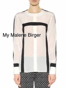 My Malene Birger シルクブラウス　ライン　長袖ブラウス Zorani cream and black silk blouse 送料400円　20210226