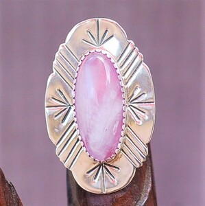 M139* beautiful goods 1970s VEE KEE Navajo silver ring 11.5 number pink Indian jewelry * silver made * race industrial arts Native American n* ring *