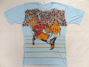 ビンテージ CAMPUS エクスプレッション 希少 60S 70S ポリエステル イラスト プリント Tシャツ ブルー 青 色 USA製 レア グラフィック 珍品