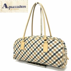 アクアスキュータム Aquascutum ミニボストンバッグ セミショルダーバッグ クラブチェック チェック柄