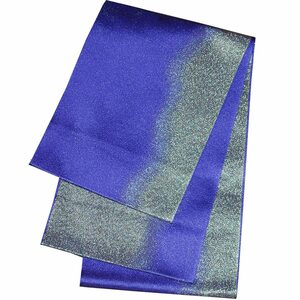 日本製 キラキラ光る 単衣 浴衣帯 浴衣 メタル ゆかた帯 紺紫×金