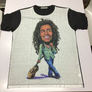 Art hand Auction DBR5C. Band illustration T-shirt XL size Bob Marley portrait, XL size and above, Crew neck, others