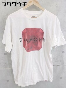 ◇ DIAMOND ダイヤモンド ロゴ プリント クルーネック 半袖 Tシャツ カットソー サイズL ホワイト メンズ 1103090013789