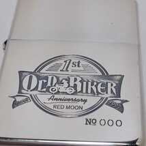 希少 未使用 ZIPPO レッドムーン RED MOON 1st Anniversary 限定品 【シリアルNo.000】 1996年6月製 1周年記念 OLD BIKER ジッポ 送料無料_画像6