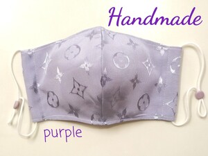 立体インナーノーブランド モノグラム柄 ハンドメイド パープル ゴムストッパー付き