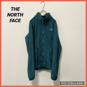 THE NORTH FACE ノースフェイス　フリース　ジップアップパーカー　グリーン ワンポイント刺繍ロゴ　XS 緑　古着