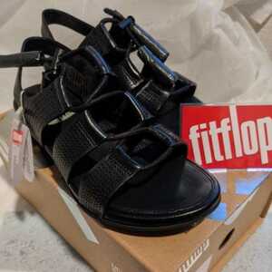  быстрое решение [ бесплатная доставка ] новый товар fitflop сандалии US05(22~22.5cm), пара . добрый Fit frop черный не использовался / прекрасный товар с биркой женский 