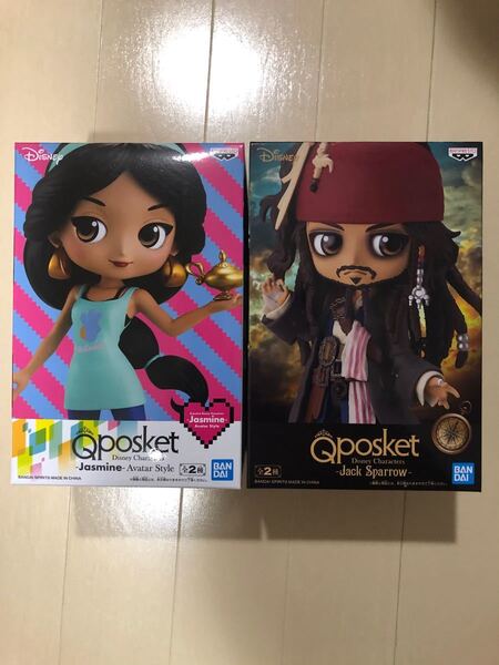 Qposket jasmin jack sparrow ディズニー 新品未開封 箱ダメージなし 2種類セット