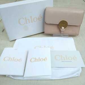 ○【付属有】美品/クロエChloe/インディ/INDY COMPACT WALLET/3P0853/三つ折り/レザー/財布/セメントピンク/P03030003/