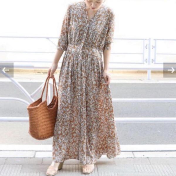 Plage rustic flower ギャザーワンピース